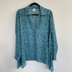 Cabi Chase Field Of Flowers Sheer Floral Long Sleeve Blouse Small Cottagecore